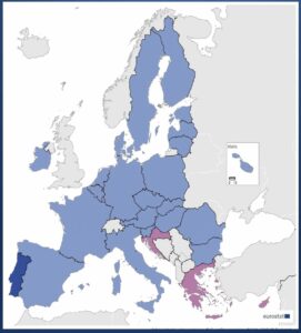 Map of foreign direct investment screening mechanisms in Europe showing EU Member States implementing FDI control under Regulation (EU) 2019/452