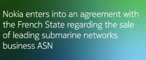 Relians - Cession d'Alcatel Submarine Networks (ASN)