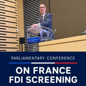 Roland Lescure speaking at the parliamentary conference on France FDI screening held at the French National Assembly on 10 June 2026.