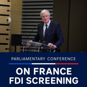 Michel Barnier speaking at the parliamentary conference on France FDI screening held at the French National Assembly on 10 June 2026.