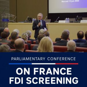 Philippe Juvin speaking at the parliamentary conference on France FDI screening held at the French National Assembly on 10 June 2026.