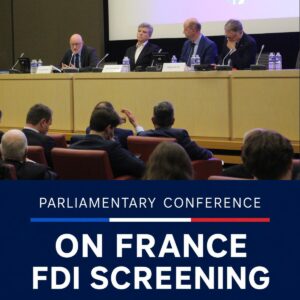 Arnaud Montebourg and Damien Levie taking part in the roundtable on France FDI screening at the French National Assembly on 10 June 2026.
